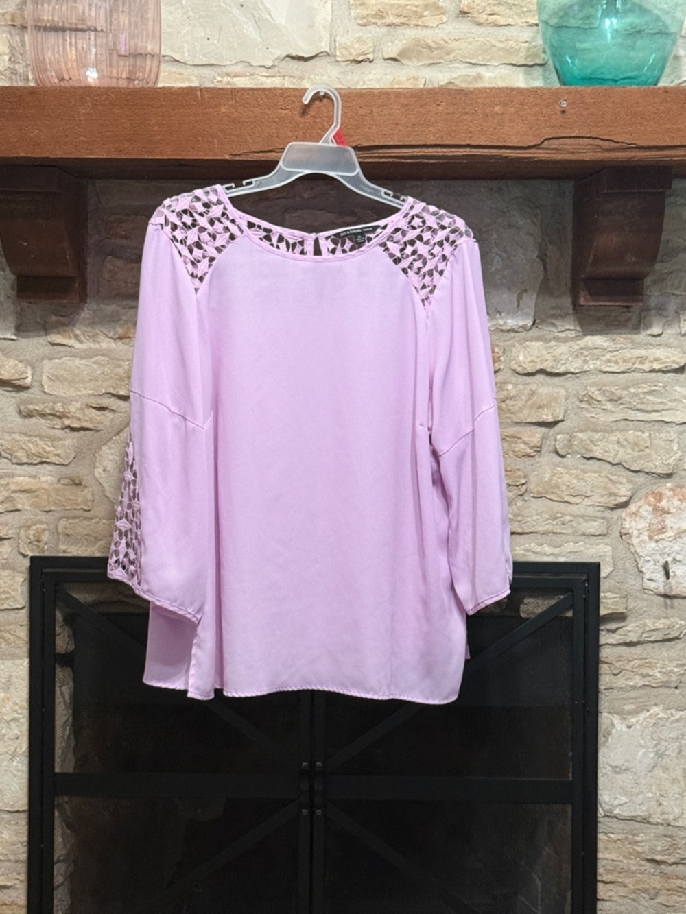 Light Pink Women's Lace-Accent Blouse